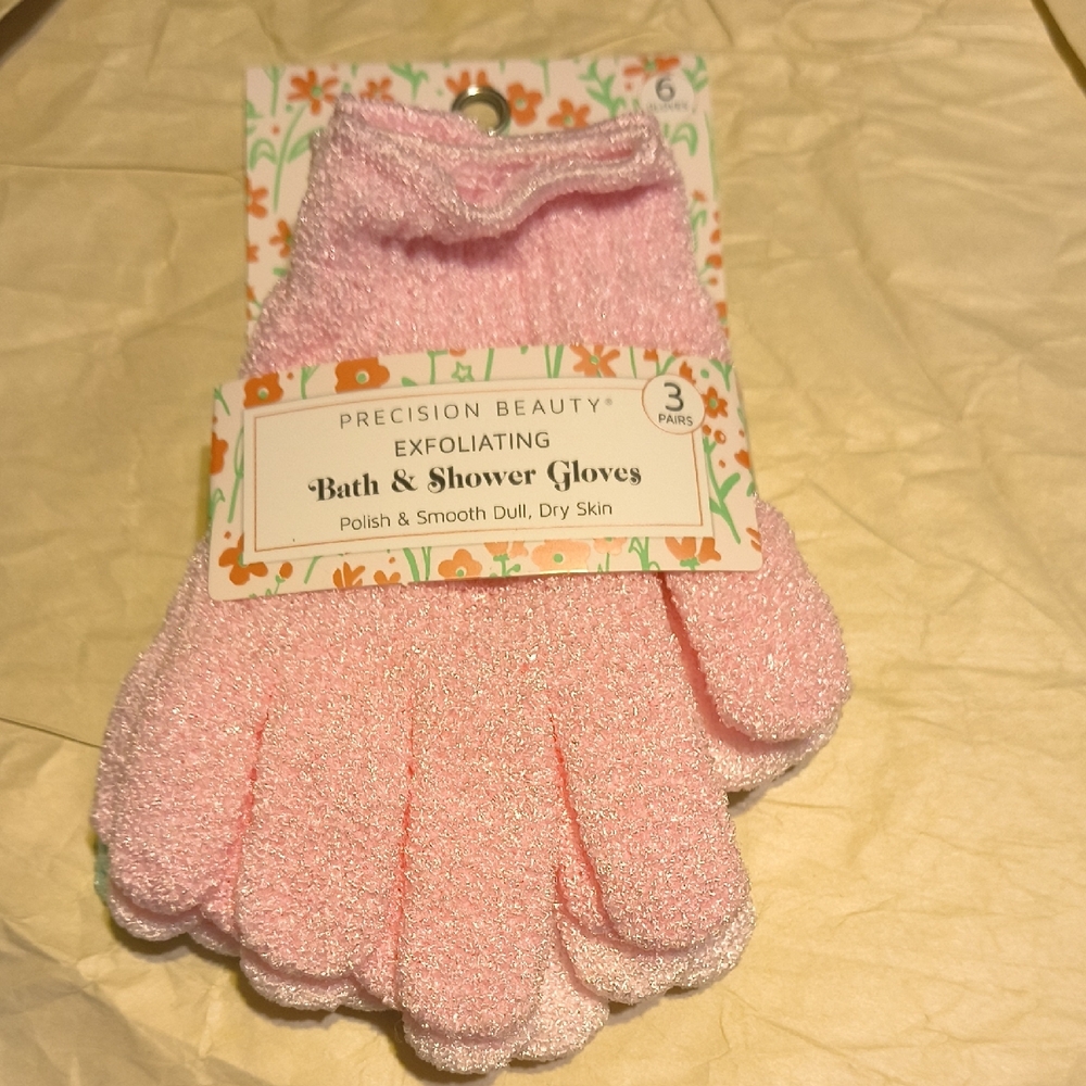 3 pair Package Of Exfoliating Bath Gloves